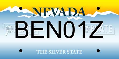 BEN01Z Nevada License Plate