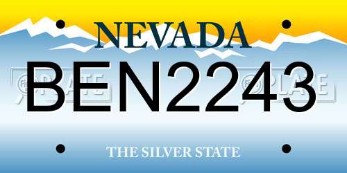 BEN2243 Nevada License Plate