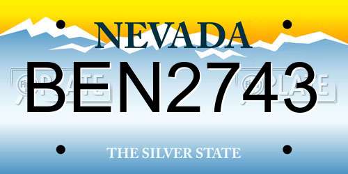 BEN2743 Nevada License Plate