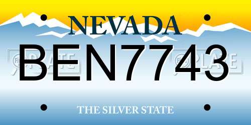 BEN7743 Nevada License Plate