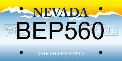 BEP560 Nevada License Plate