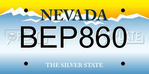BEP860 Nevada License Plate