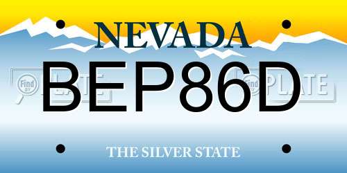 BEP86D Nevada License Plate