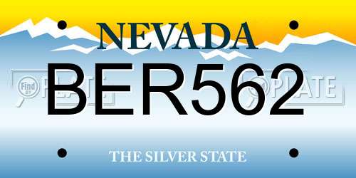 BER562 Nevada License Plate
