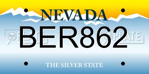 BER862 Nevada License Plate