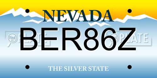 BER86Z Nevada License Plate