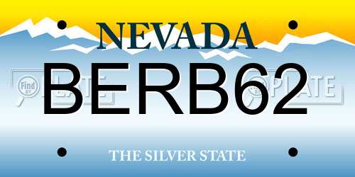 BERB62 Nevada License Plate