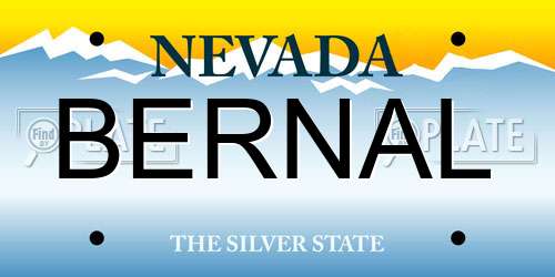 BERNAL Nevada License Plate