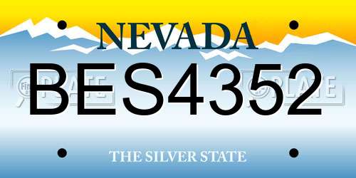 BES4352 Nevada License Plate