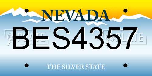 BES4357 Nevada License Plate