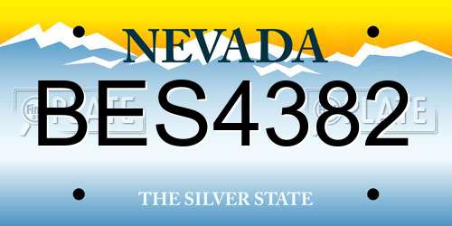 BES4382 Nevada License Plate