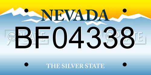 BF04338 Nevada License Plate