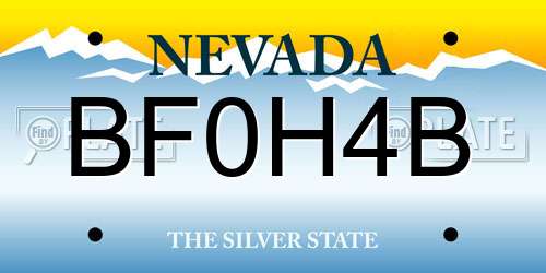 BF0H4B Nevada License Plate