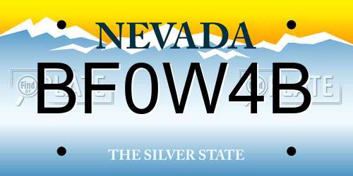 BF0W4B Nevada License Plate