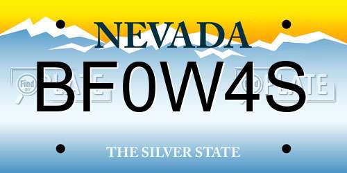 BF0W4S Nevada License Plate