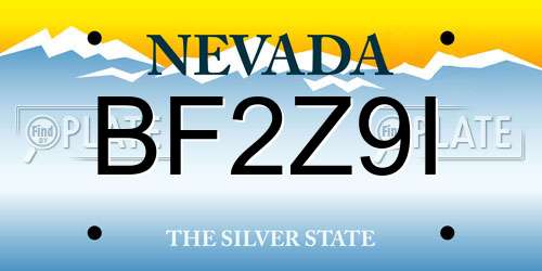 BF2Z9I Nevada License Plate