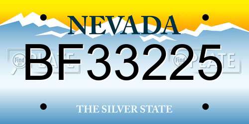 BF33225 Nevada License Plate