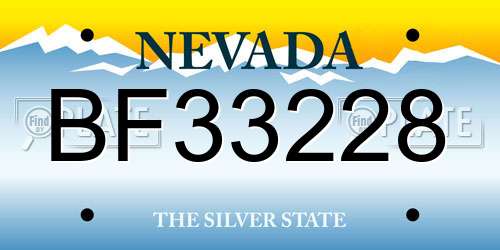 BF33228 Nevada License Plate