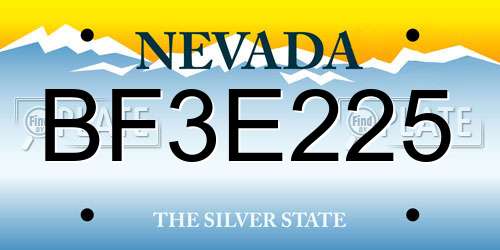 BF3E225 Nevada License Plate
