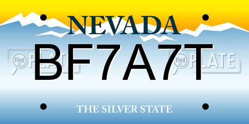 BF7A7T Nevada License Plate