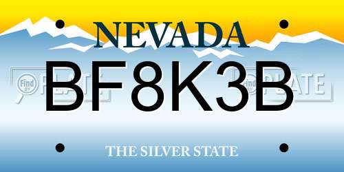 BF8K3B Nevada License Plate