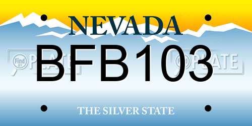 BFB103 Nevada License Plate