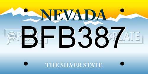 BFB387 Nevada License Plate