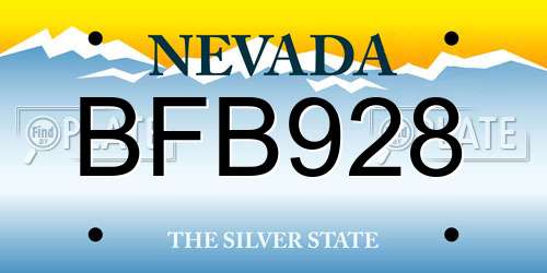 BFB928 Nevada License Plate