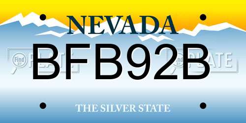 BFB92B Nevada License Plate