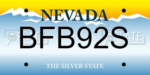 BFB92S Nevada License Plate