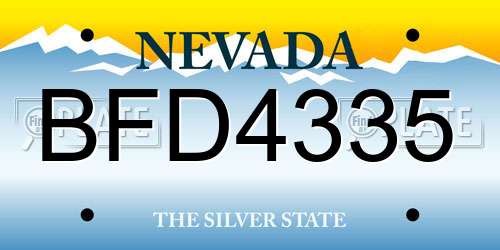 BFD4335 Nevada License Plate