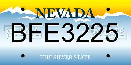 BFE3225 Nevada License Plate