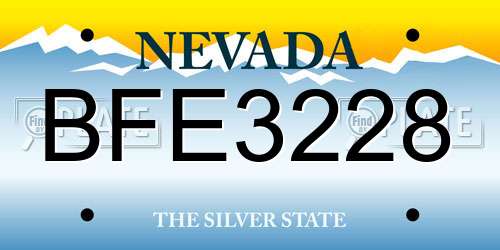 BFE3228 Nevada License Plate