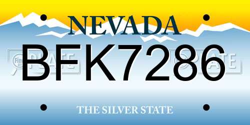 BFK7286 Nevada License Plate