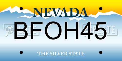 BFOH45 Nevada License Plate