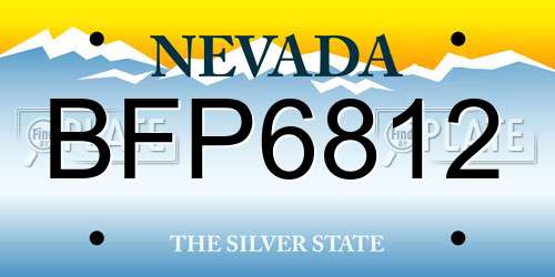 BFP6812 Nevada License Plate