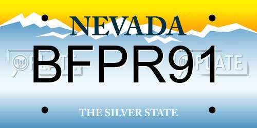 BFPR91 Nevada License Plate