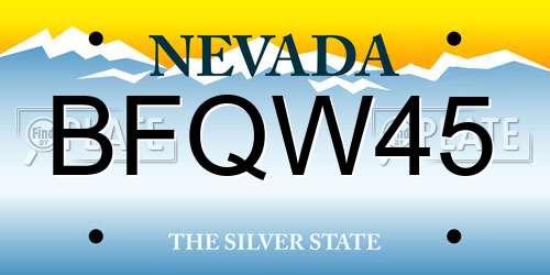 BFQW45 Nevada License Plate
