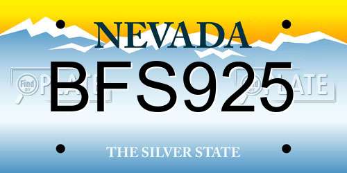BFS925 Nevada License Plate