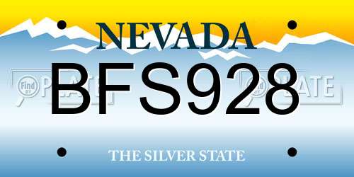 BFS928 Nevada License Plate