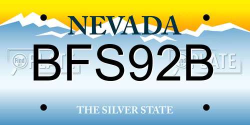 BFS92B Nevada License Plate