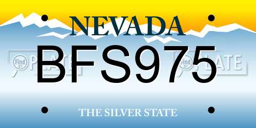 BFS975 Nevada License Plate
