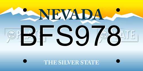 BFS978 Nevada License Plate