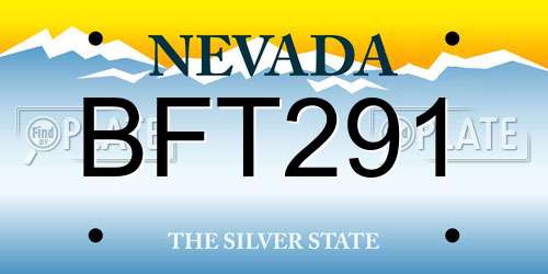 BFT291 Nevada License Plate