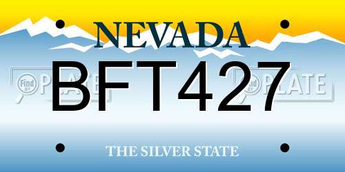 BFT427 Nevada License Plate