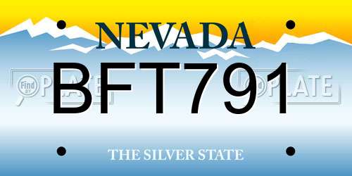 BFT791 Nevada License Plate