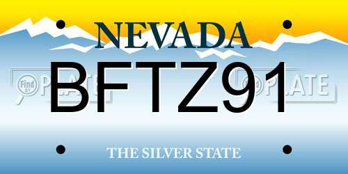 BFTZ91 Nevada License Plate