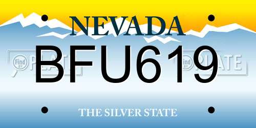 BFU619 Nevada License Plate