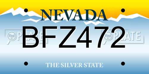 BFZ472 Nevada License Plate