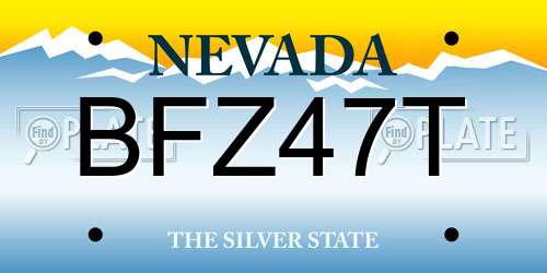 BFZ47T Nevada License Plate